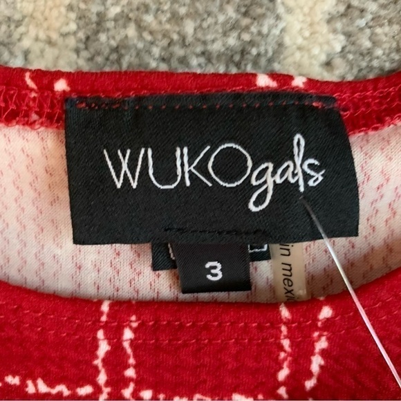 Wuko Gals Red and White Windowpane Plaid Stretch BodyCon Dress - Picture 4 of 5